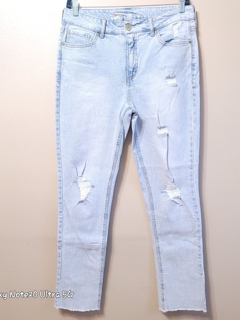 Seven7 Weekend Slim Fit Distressed Straight Leg Jeans Light Wash 12